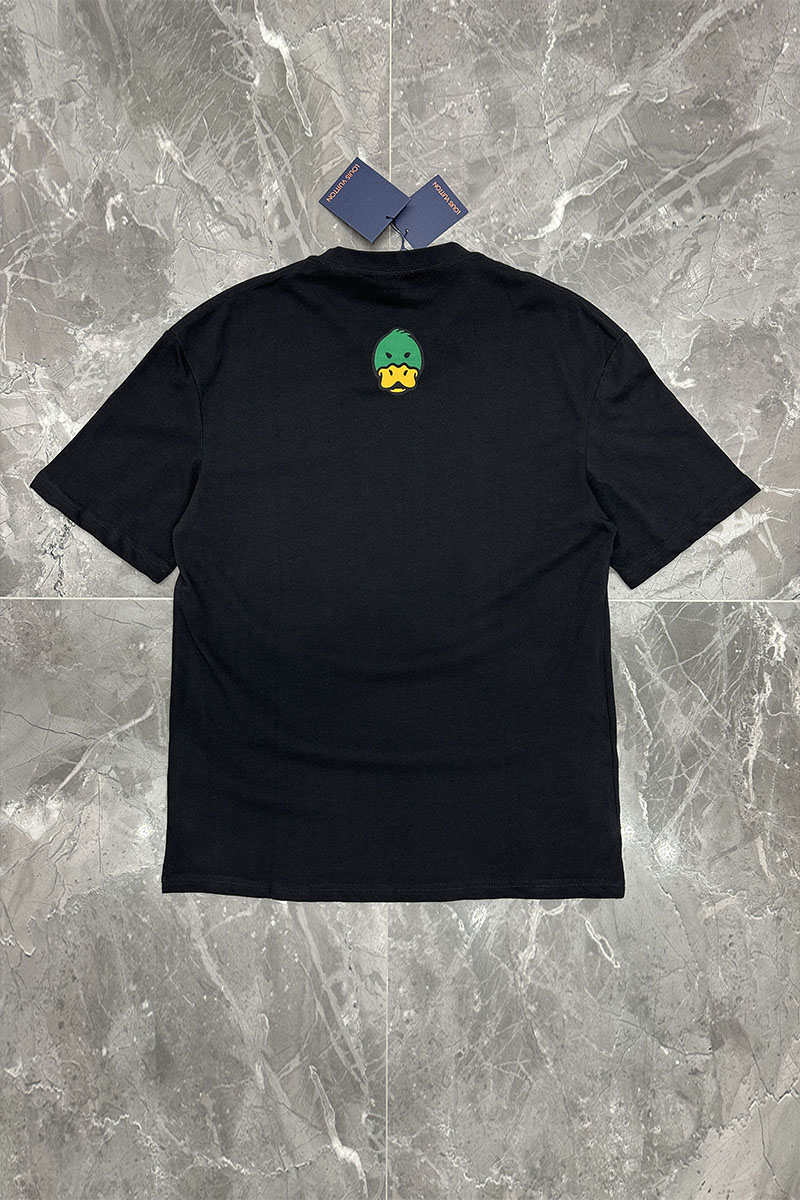 Lоuis Vuittоn Чёрная оверсайз футболка Maison Duck logo
