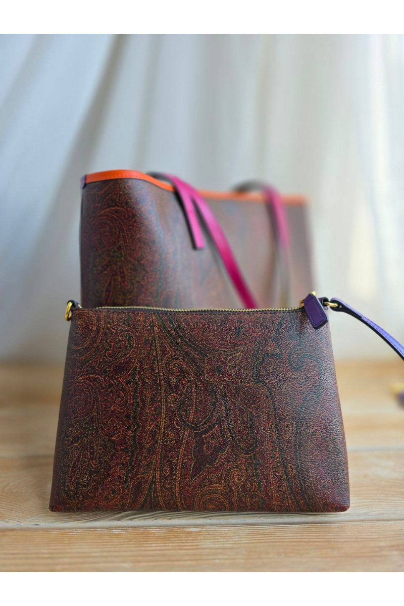 Etro Кожаная сумка с узором пейсли 37x28 см