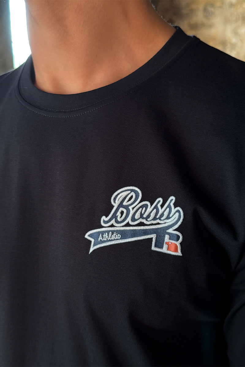 Hugо Воss Мужская чёрная футболка Russell Athletic