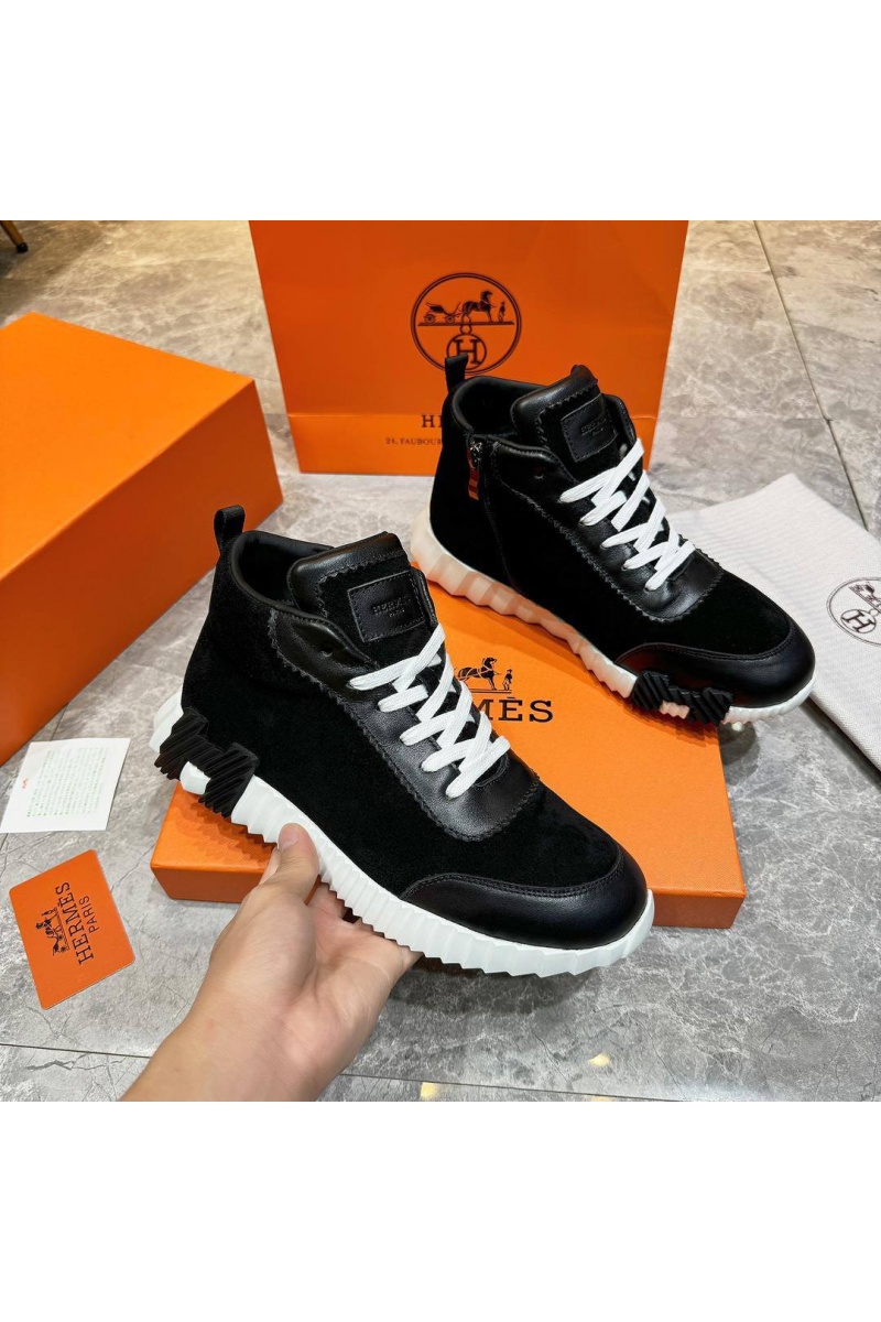 Hermes Кроссовки с мехом Bouncing high-top - Black / White