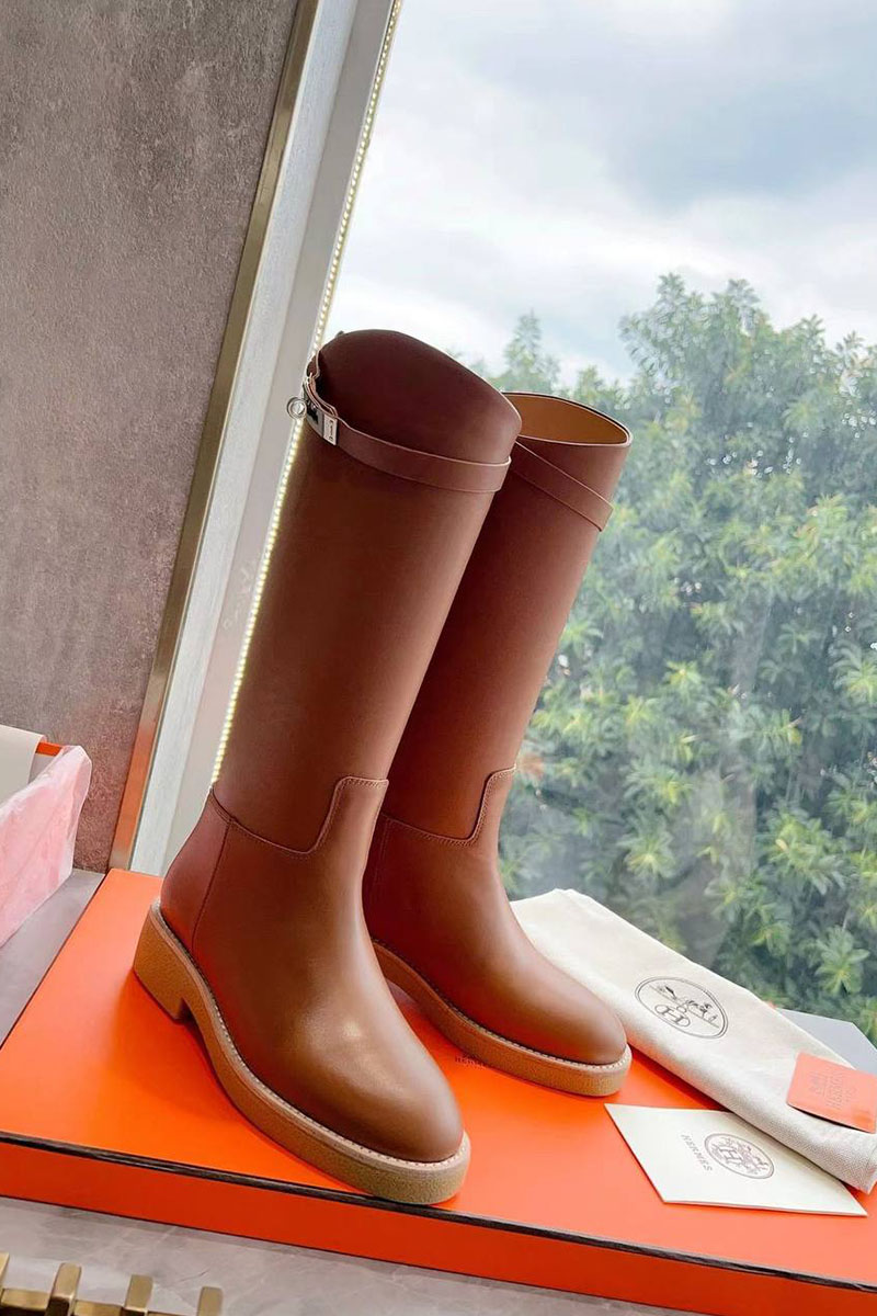 Hermes Женские кожаные сапоги Premium - Brown