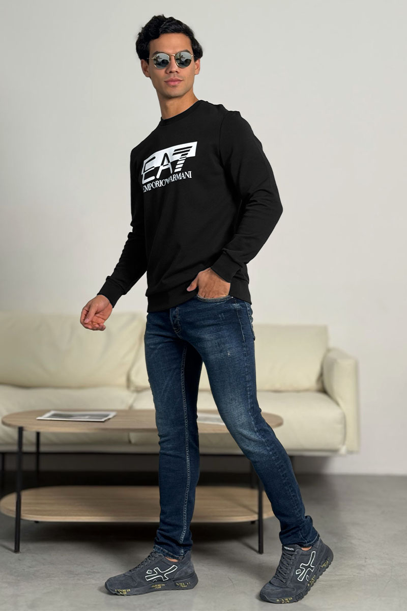 Emporio Armani EA7 Чёрный свитшот logo-print 