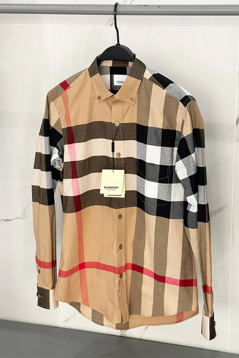 Burberry Мужская бежевая рубашка Check 