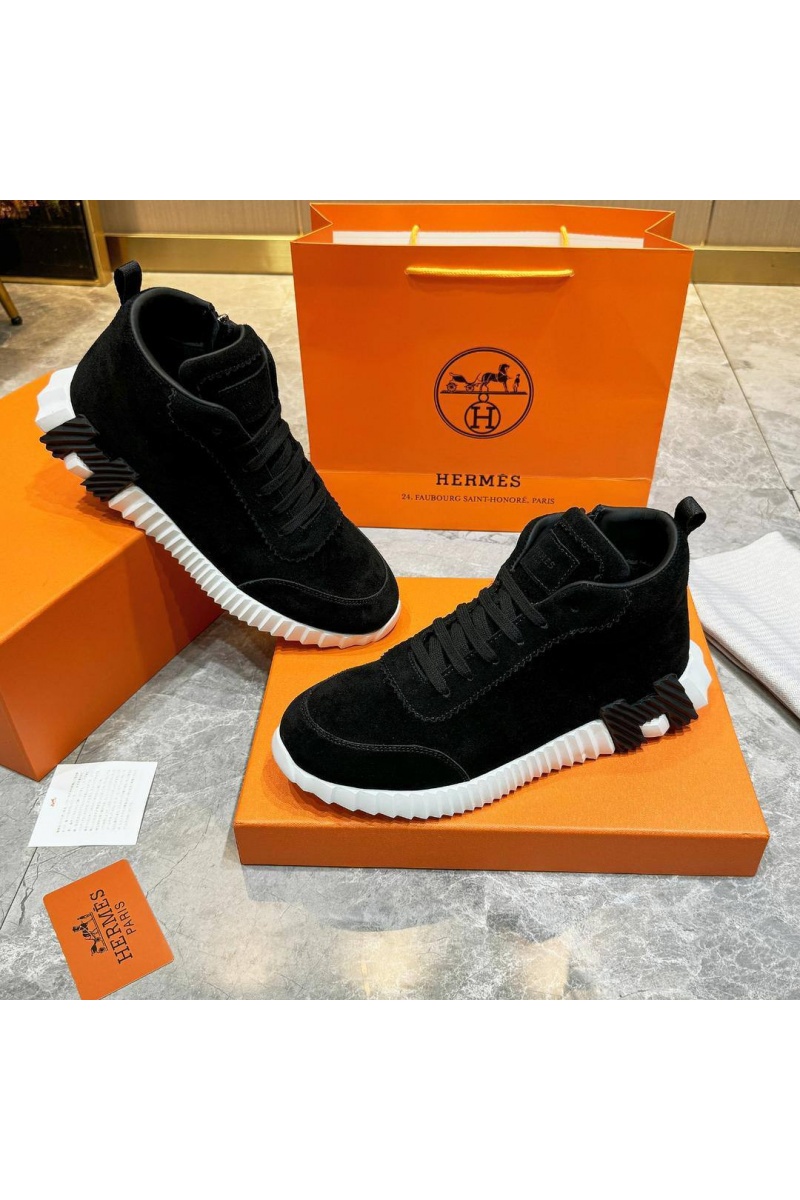 Hermes Кроссовки с мехом Bouncing high-top - Black / White