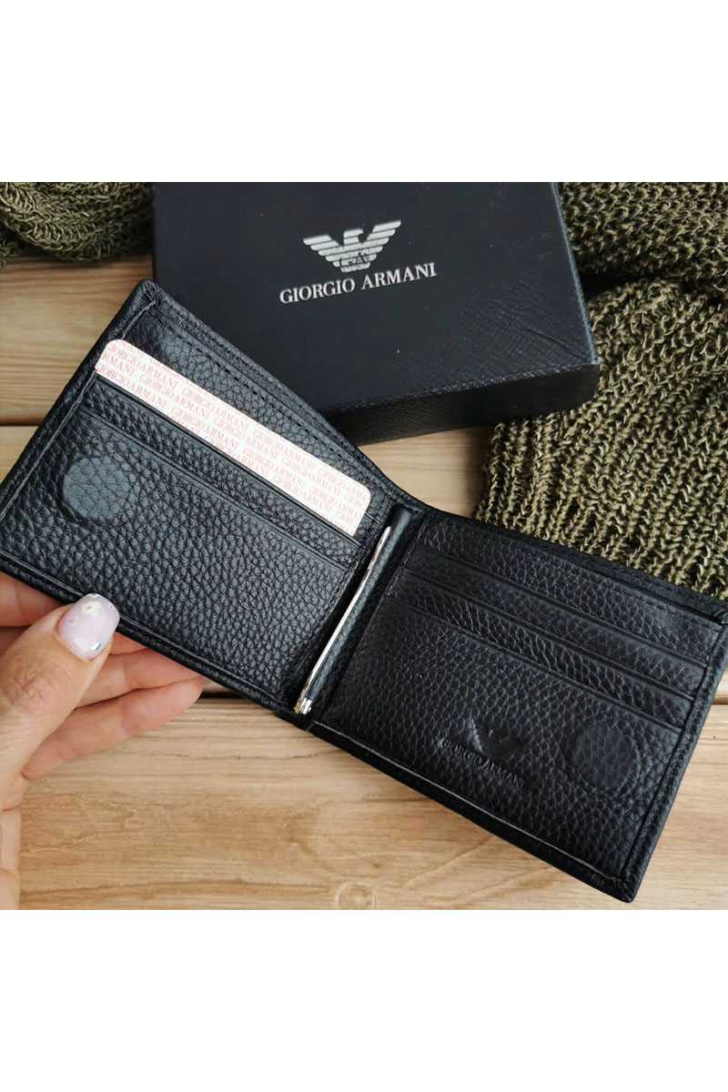 Emporio Armani EA7 Чёрный кожаный кошелёк 
