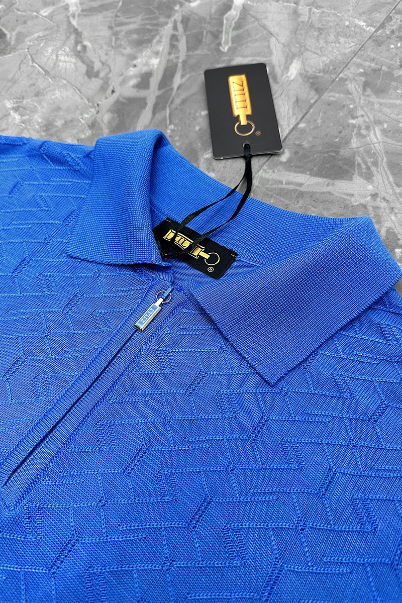 Zilli Поло с длинным рукавом zip-up - Blue