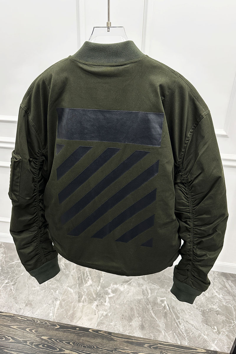 Off-White Мужской бомбер цвета хаки Diag-print