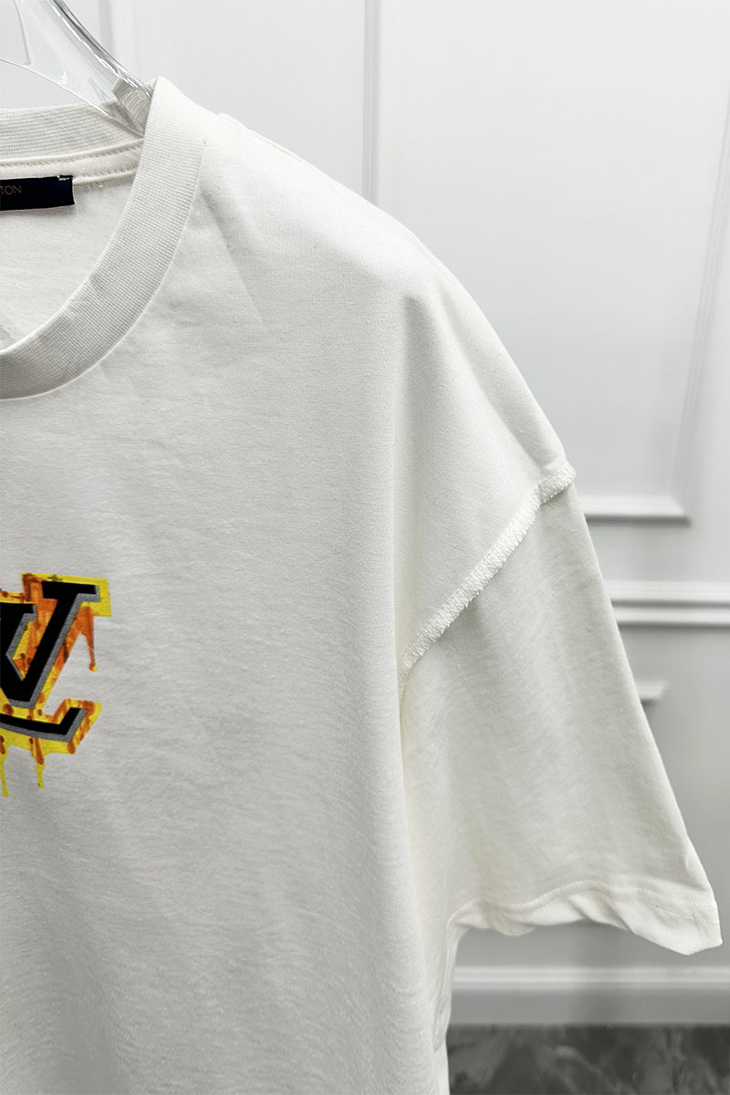 Lоuis Vuittоn Белая оверсайз футболка graffiti-logo 