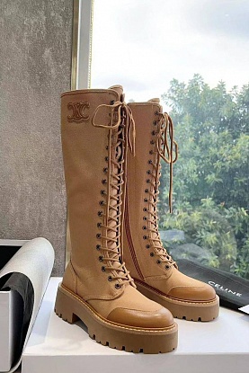Женские комбинированные сапоги Premium - Brown