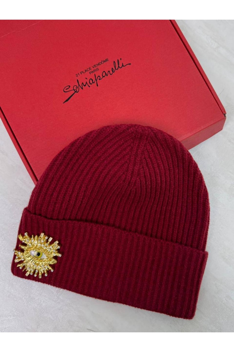 Schiaparelli Женская шапка со съемной брошью Premium - Red