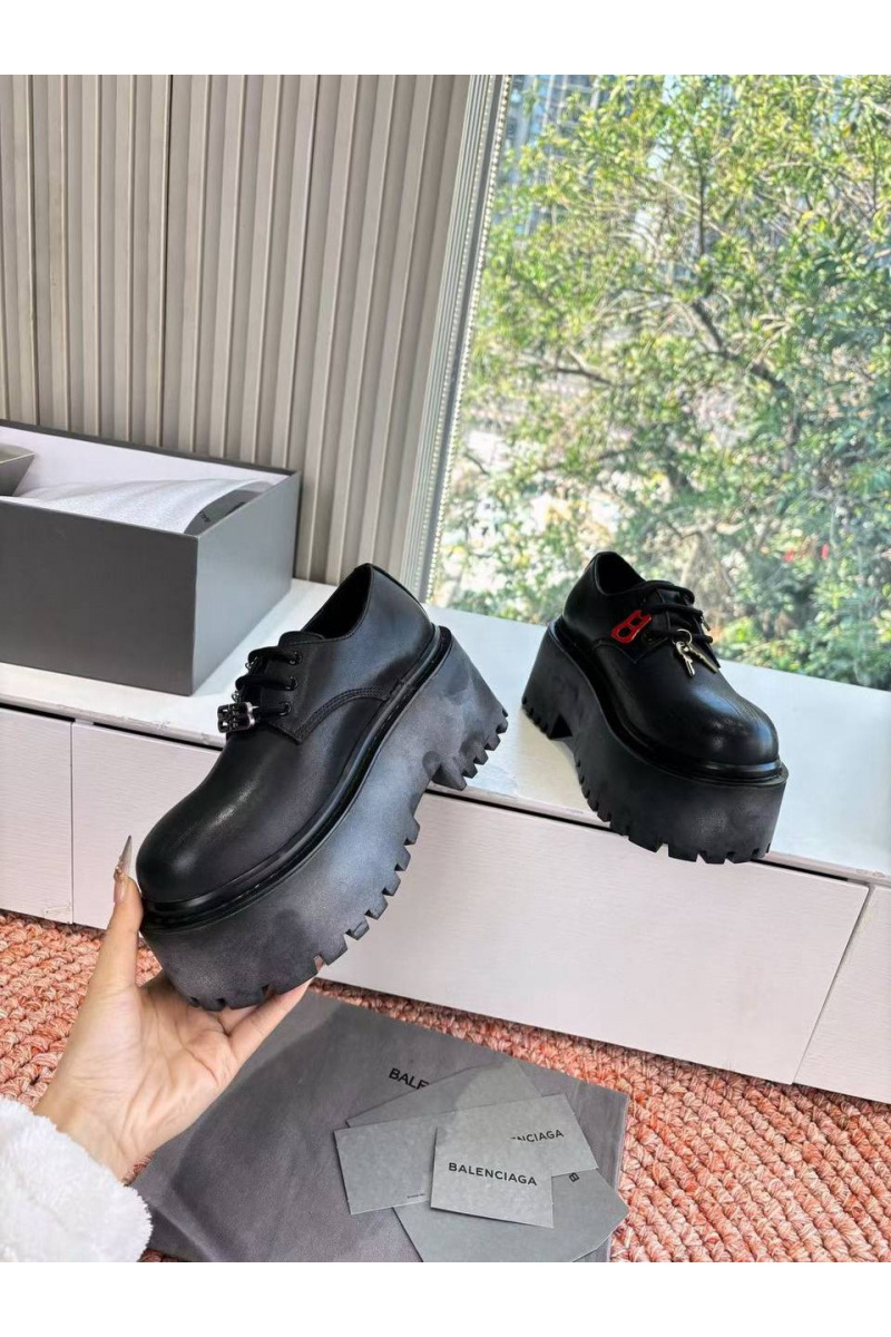 Balenciaga Женские кожаные ботинки Strike Platform Derby premium
