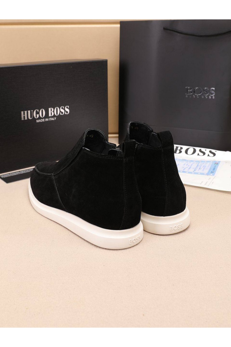 Hugо Воss Замшевые лоферы с мехом high-top - Black