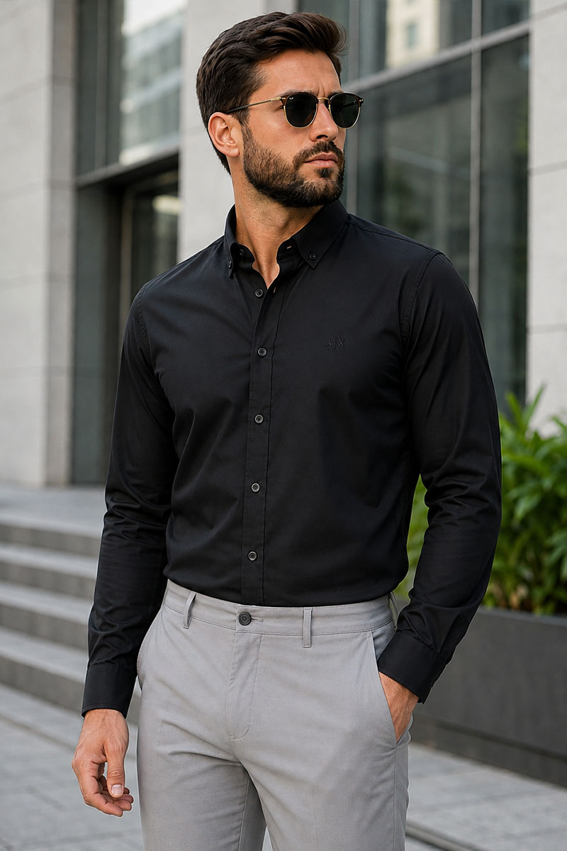 Emporio Armani EA7 Мужская чёрная рубашка 