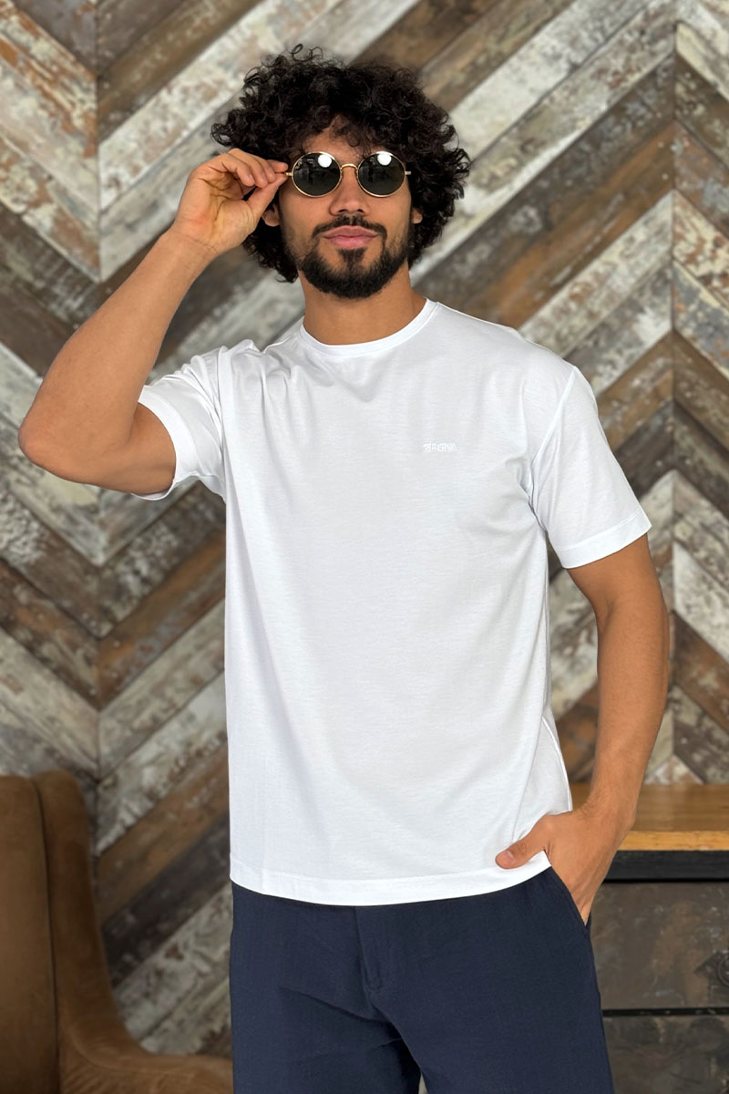 Zegna Мужская белая футболка logo-embroidered