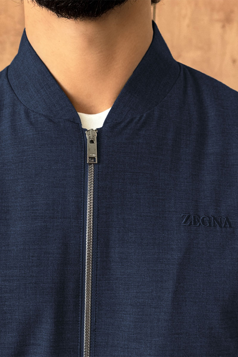 Zegna Мужской бомбер синего цвета