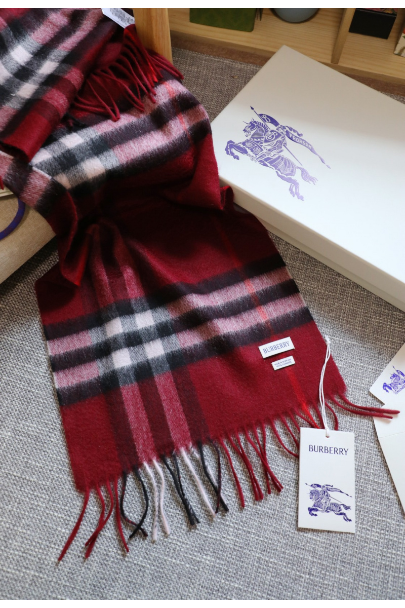 Burberry Шарф two-tone Check premium 168x30 см - Burgundy