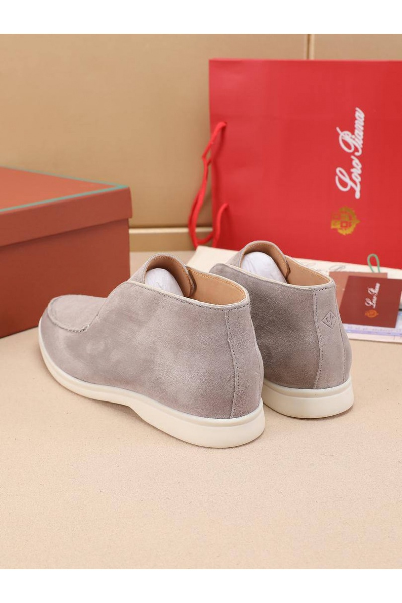 Loro Piana Замшевые лоферы с меховой стелькой Open Walk - Grey