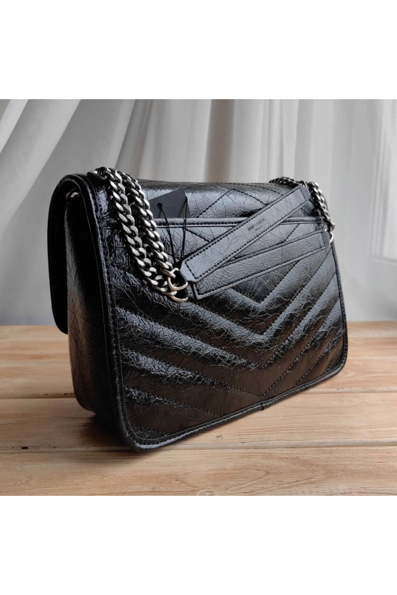Yves Saint Laurent Кожаная сумка Niki Medium Black 28x21 см