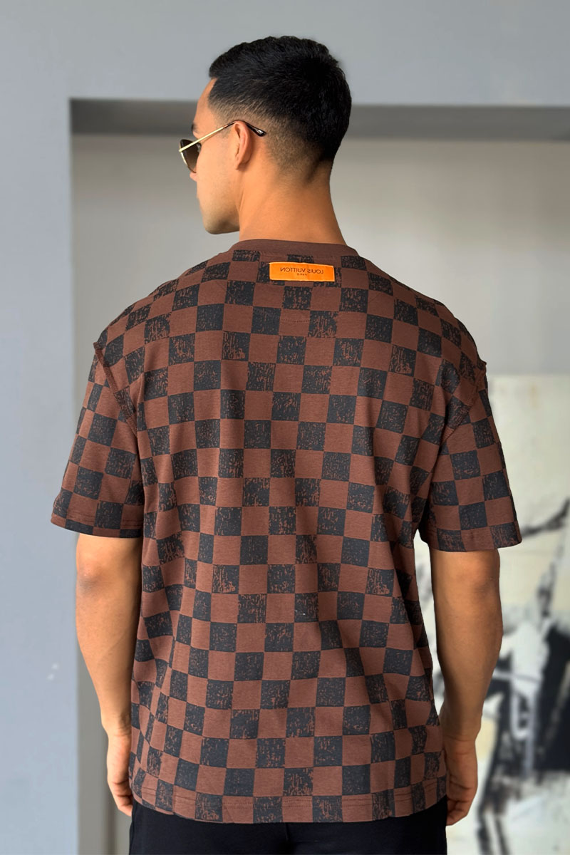 Lоuis Vuittоn Мужская брендовая футболка Damier - Brown
