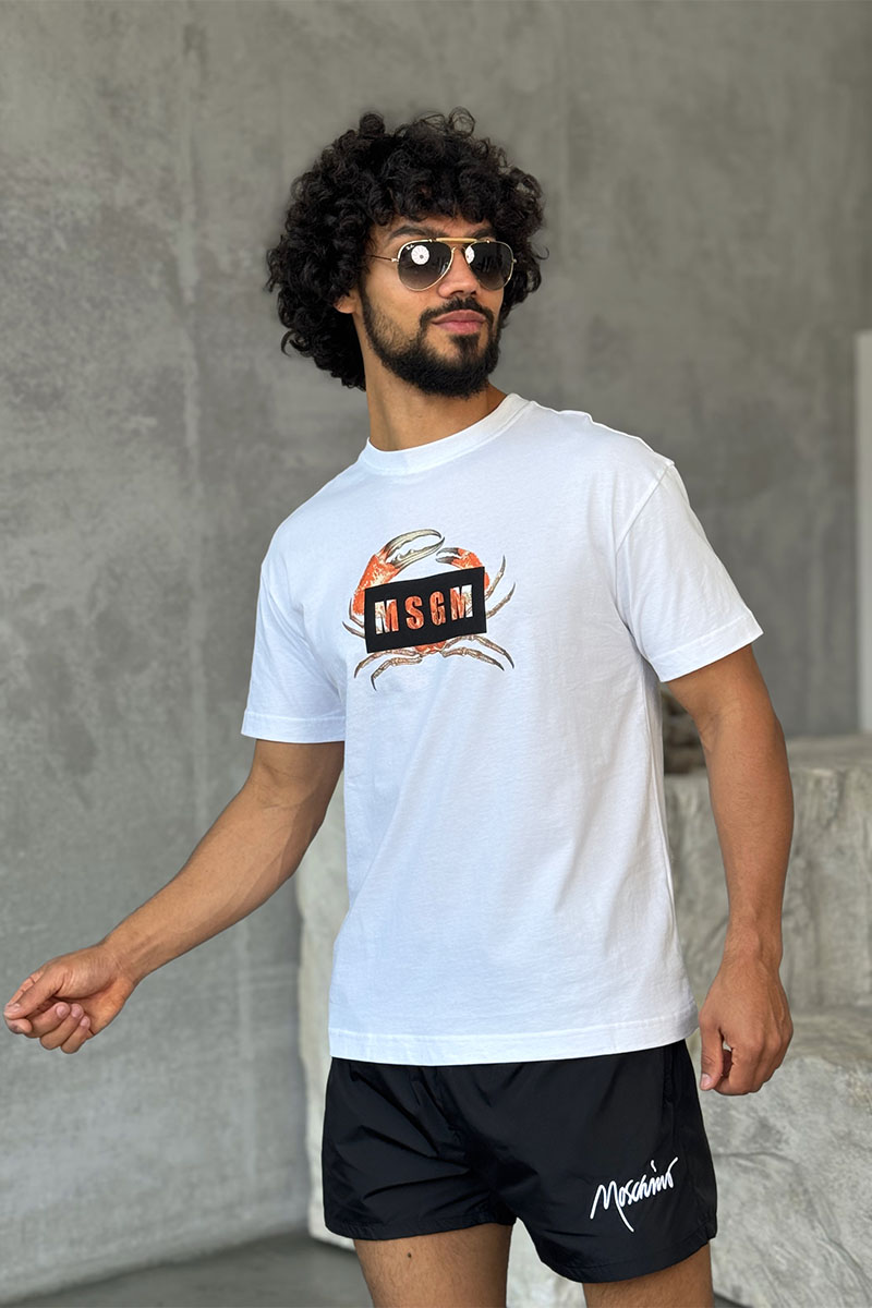 Designer Clothing Белая оверсайз футболка MSGM Crab-print