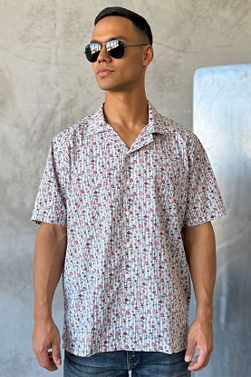Мужская белая рубашка floral-print 