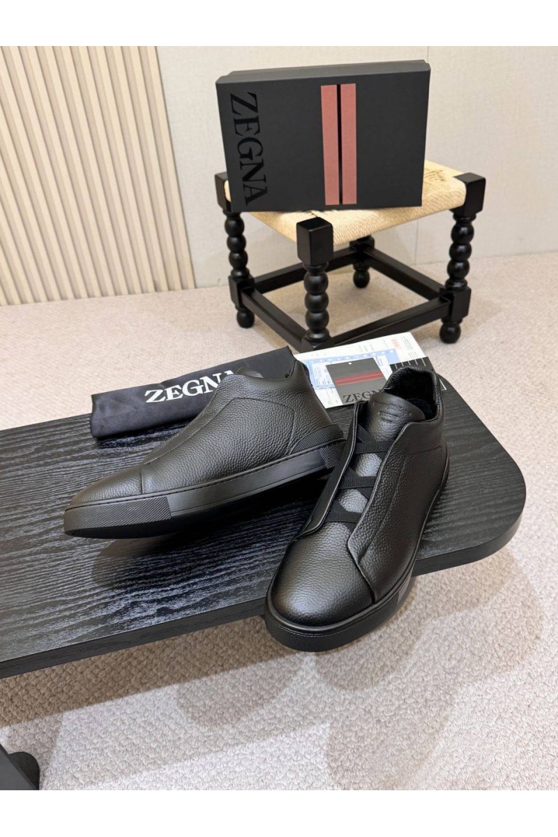 Zegna Кроссовки с мехом Triple Stitch high-top