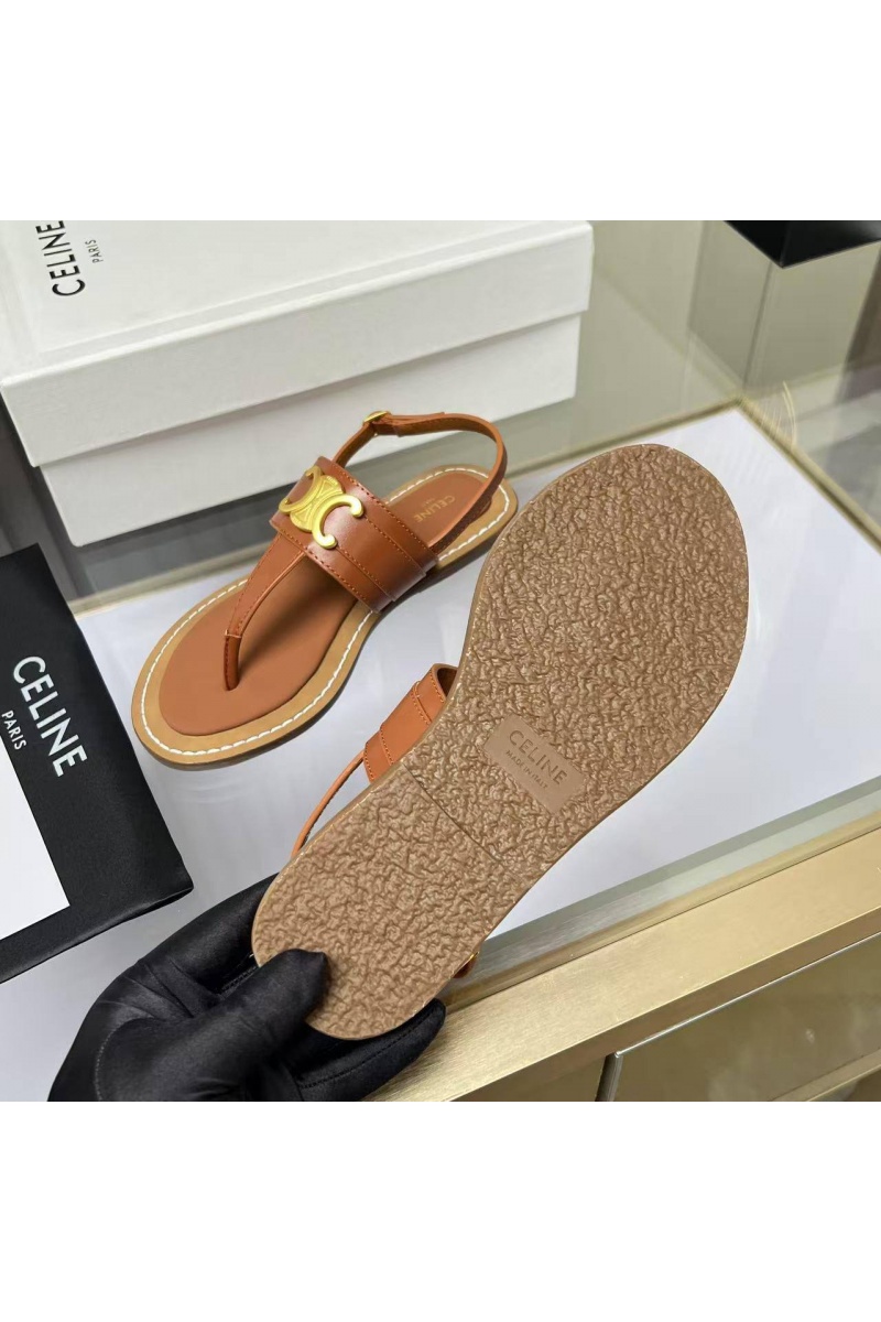 Celine Женские кожаные сандалии Premium - Brown