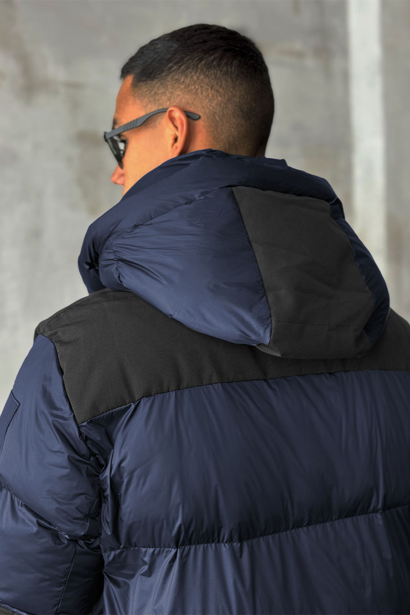 Burberry Удлинённый тёмно-синий пуховик Nylon logo-patch