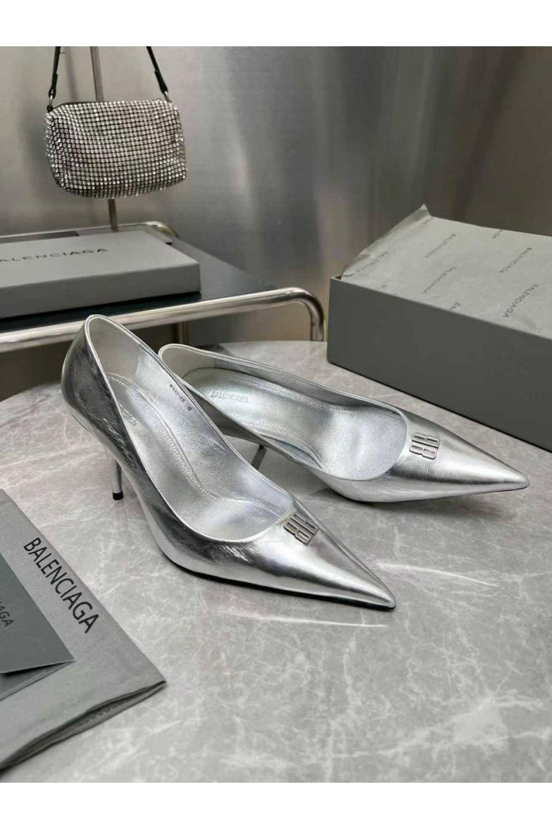Balenciaga Женские кожаные туфли на каблуке premium