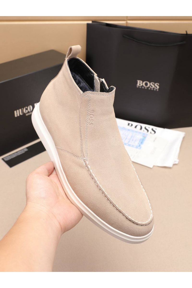 Hugо Воss Замшевые лоферы с мехом high-top - Beige