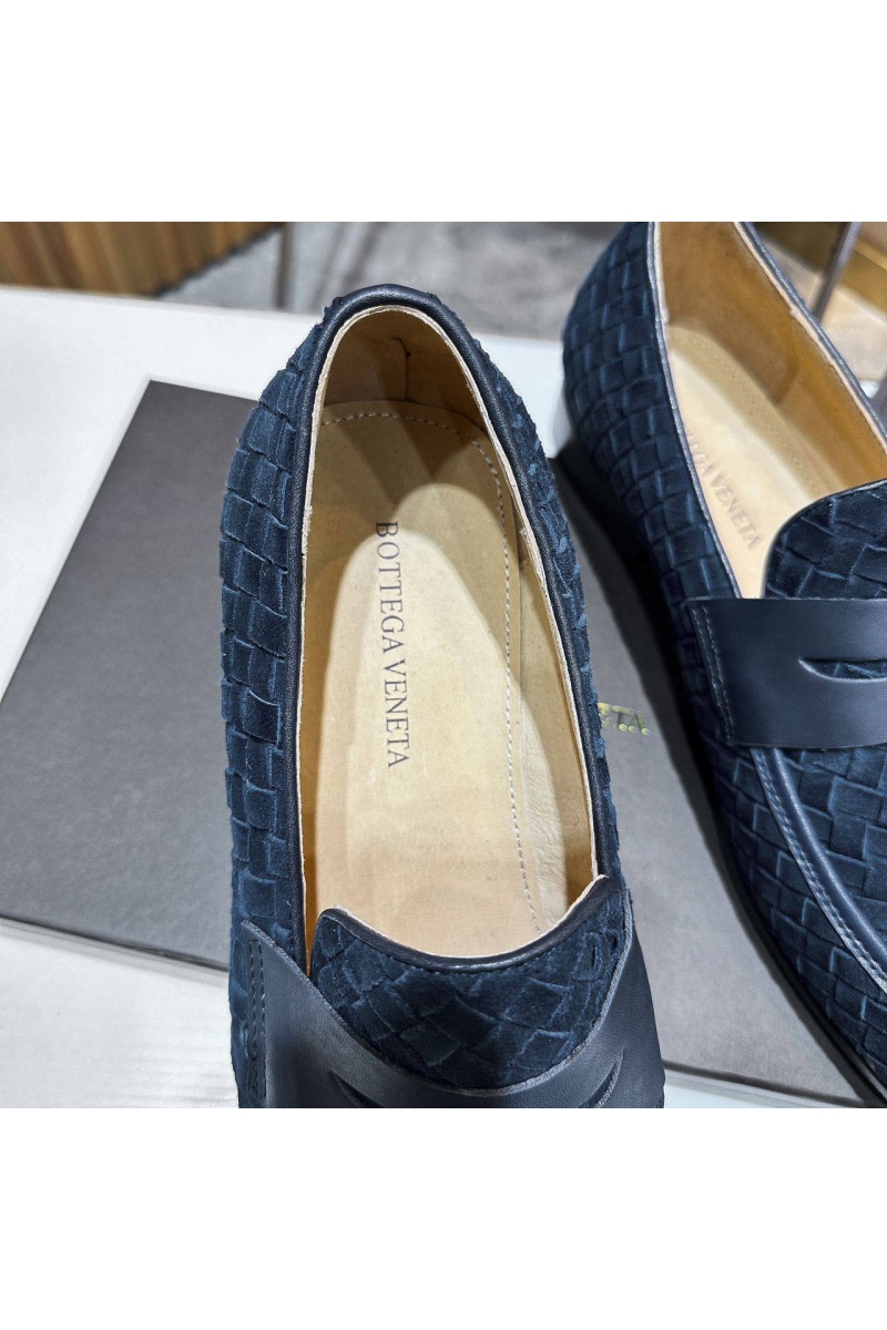 Bottega Veneta Мужские замшевые лоферы Intrecciato - Navy