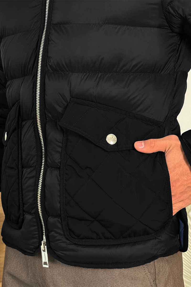 Burberry Чёрная пуховая куртка London England logo-patch