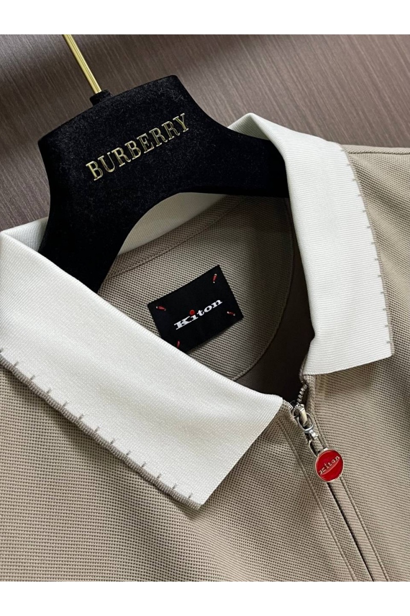 Kiton Мужское поло серого цвета premium