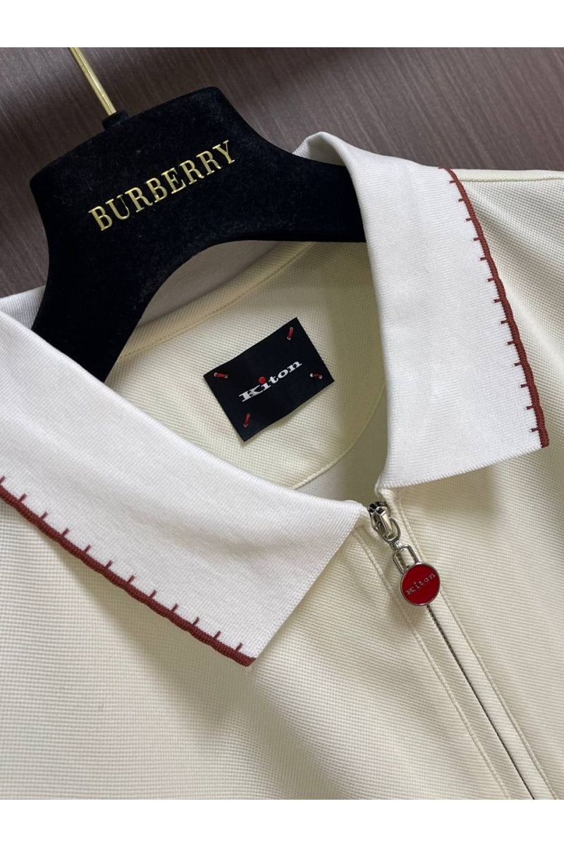 Kiton Мужское поло белого цвета premium