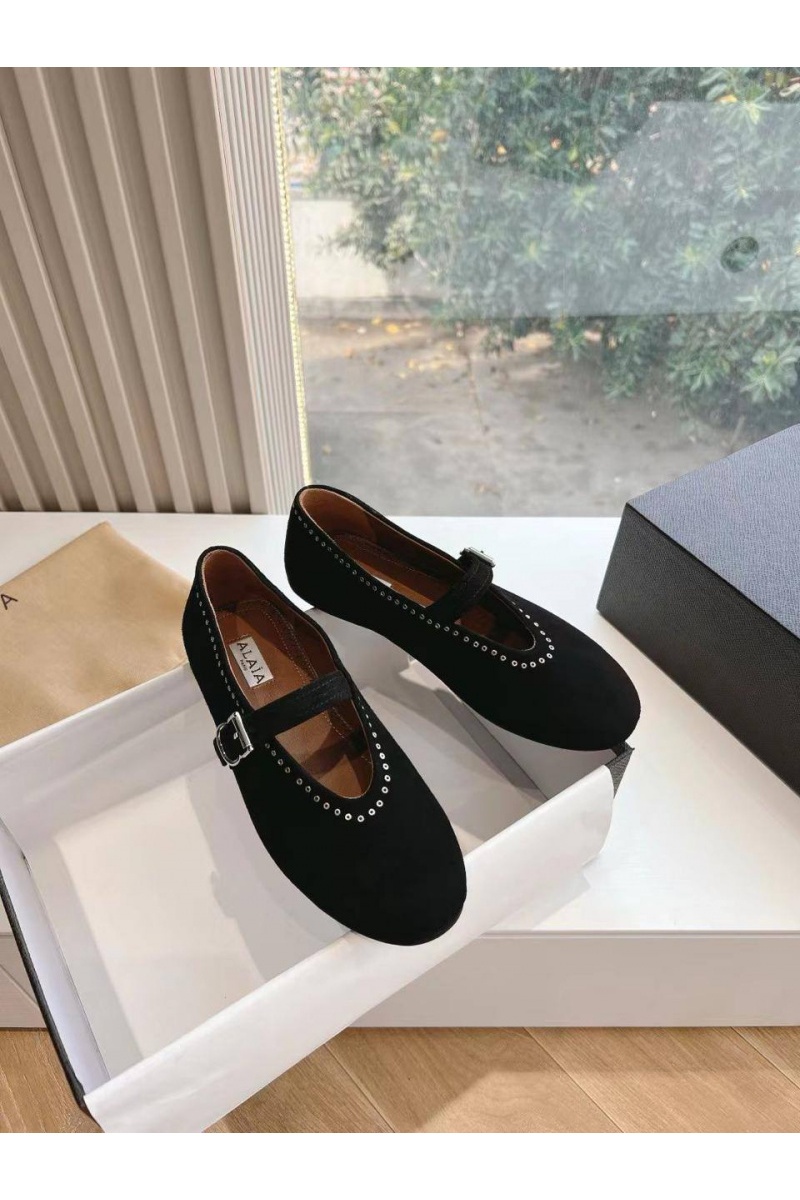 Designer Clothing Женские замшевые балетки Alaia Strass Suede premium