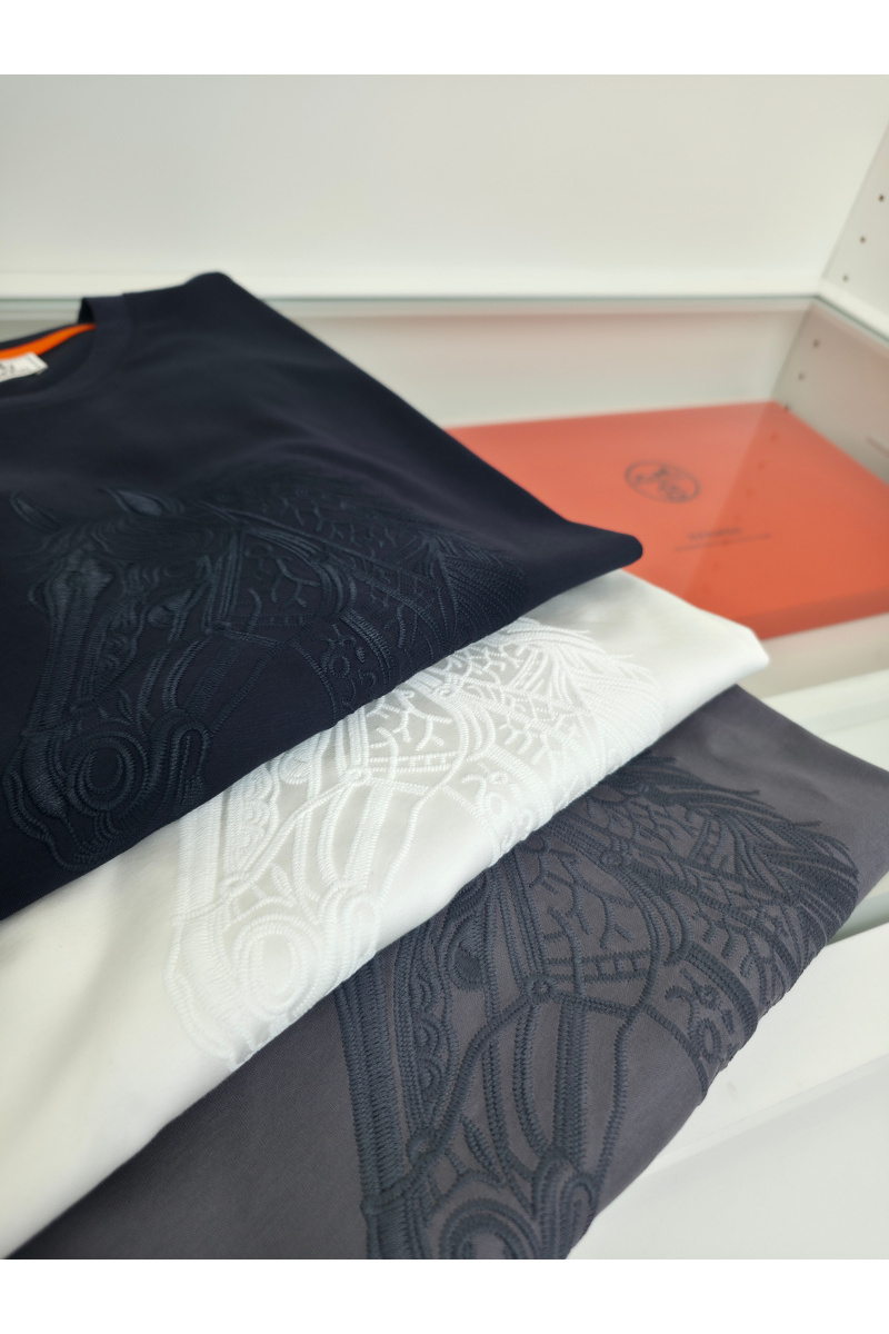 Hermes Мужская тёмно-синяя футболка premium 