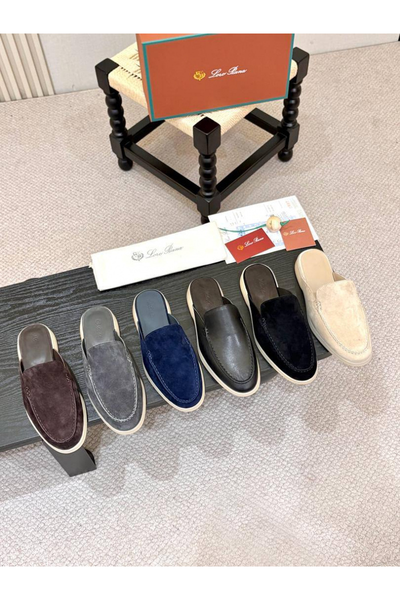 Loro Piana Мужские замшевые шлёпанцы Loro Piana