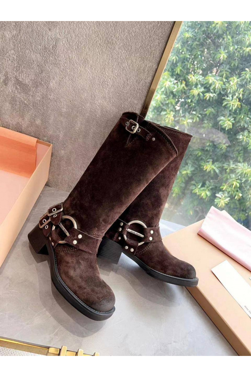 MIU MIU Женские замшевые сапоги Ankle Premium
