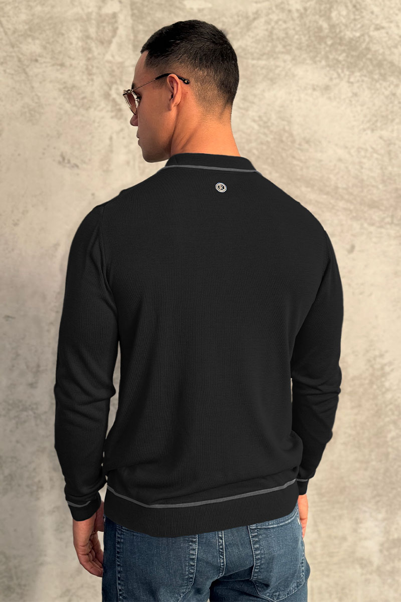 Stеfаnо Riссi Чёрное поло с длинным рукавом zip-up 