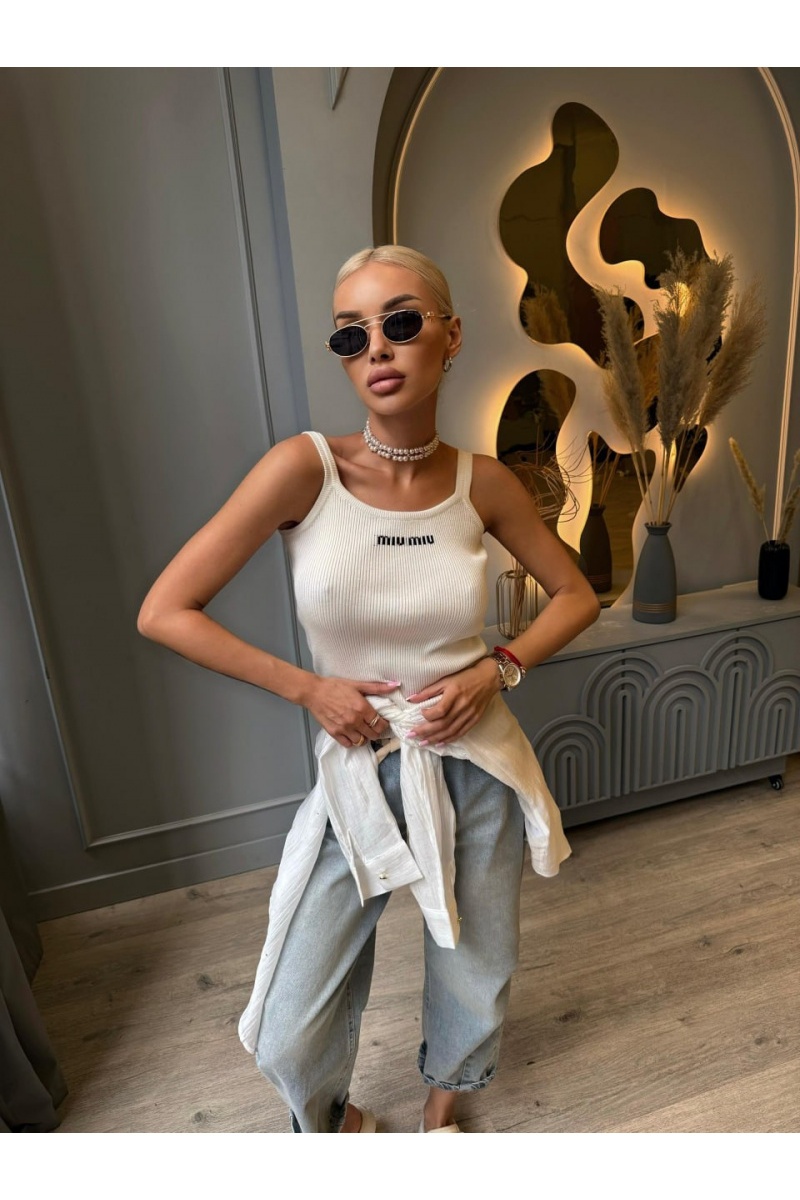 MIU MIU Белый женский топ 