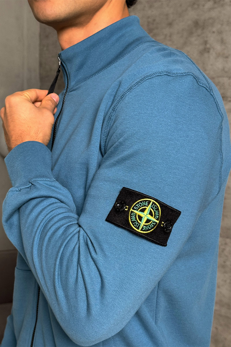 Stone Island Кофта синего цвета Zip-Up Compass-patch