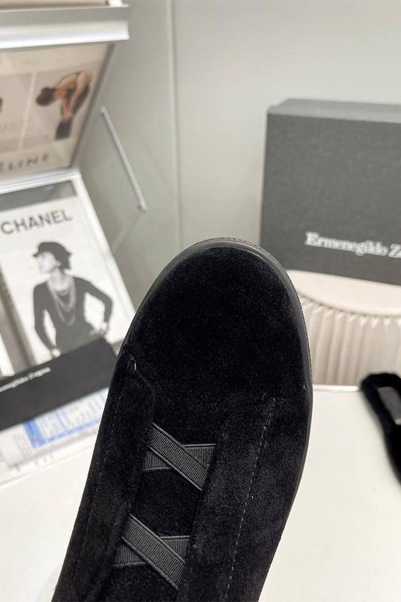 Zegna Кроссовки с мехом Triple Stitch - Black