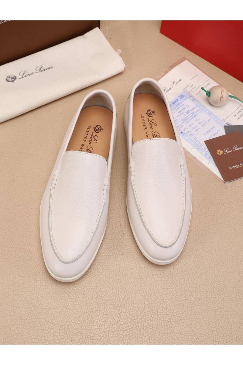 Loro Piana Мужские кожаные лоферы Summer Walk - White