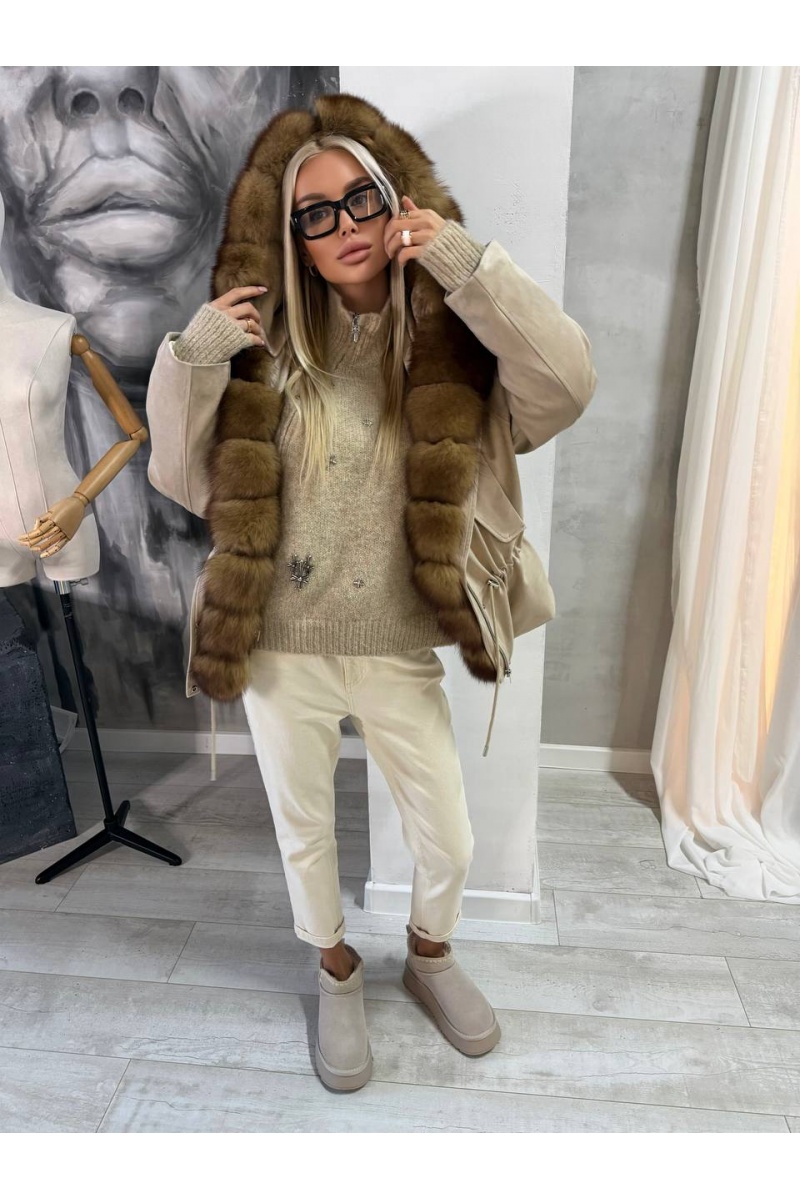 Max Mara Женская утеплённая парка с натуральным мехом premium