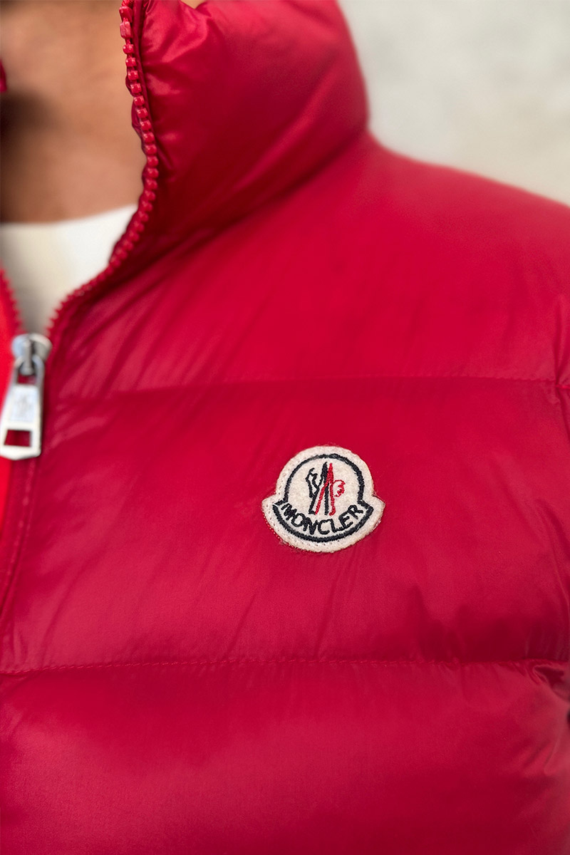 Moncler Мужской красный жилет logo-patch