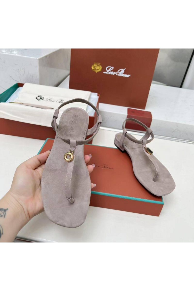 Loro Piana Женские замшевые сандалии Premium - Grey