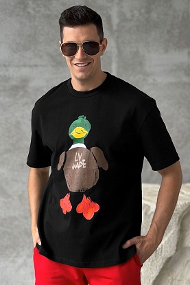 Брендовая оверсайз футболка Duck print - Black
