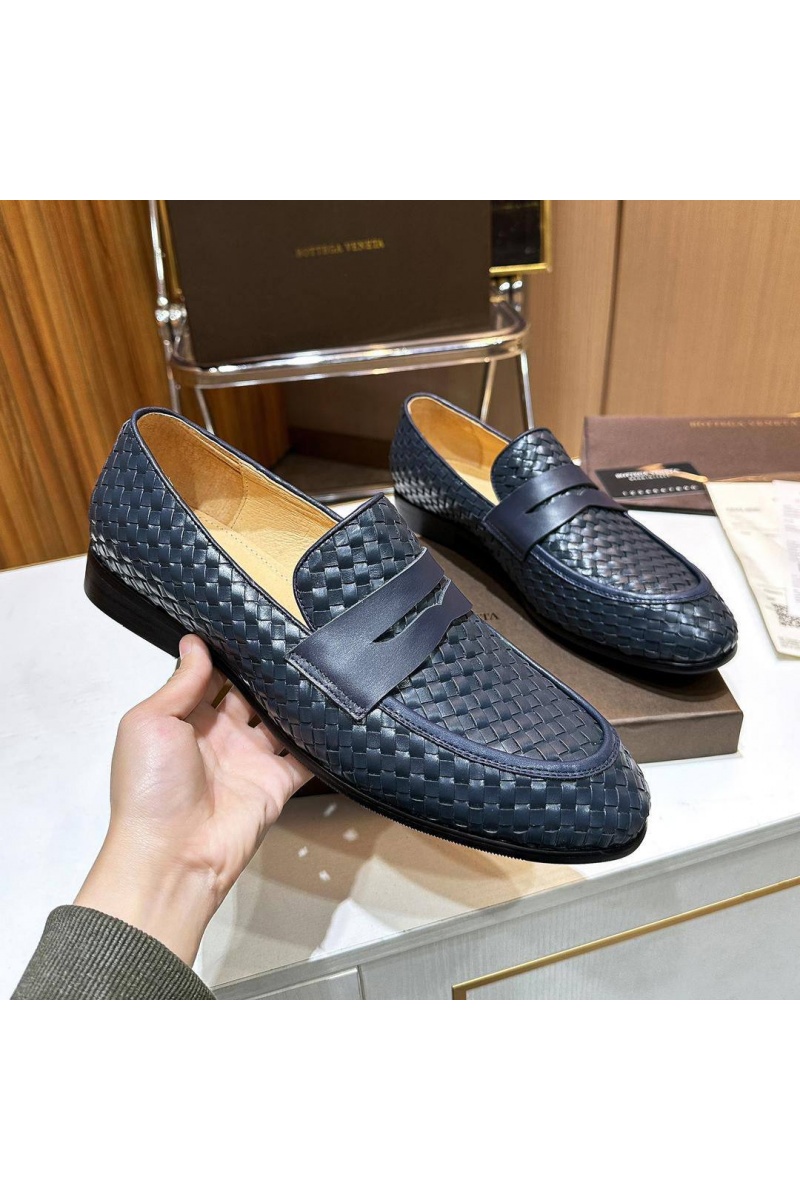 Bottega Veneta Мужские кожаные лоферы Intrecciato - Navy