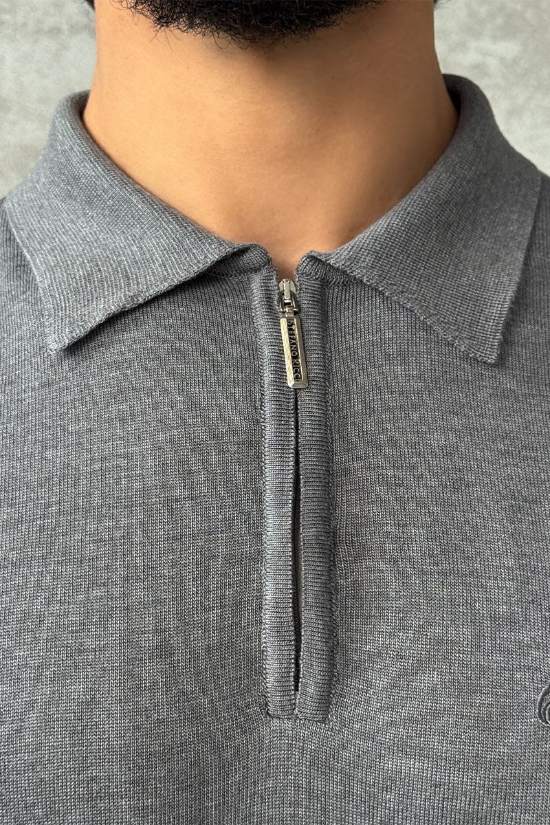 Stеfаnо Riссi Мужское поло Eagle zip-neck - Grey