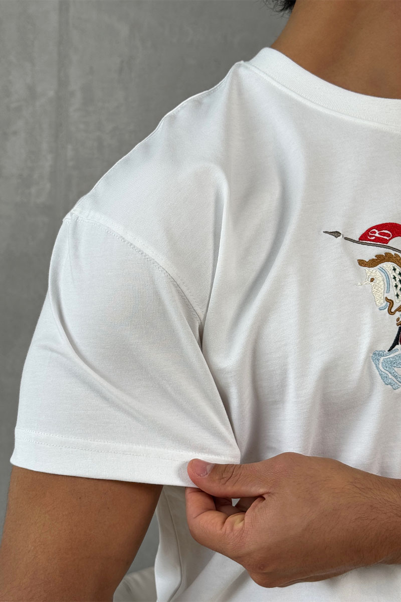 Burberry Мужская белая футболка Equestrian Knight